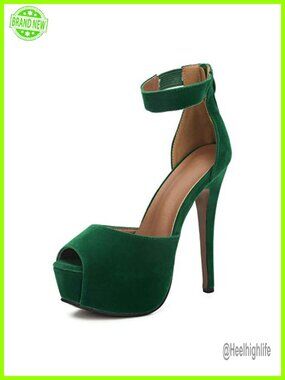 Platform High Heel Sandals Peep Toe Ankle Strap Stiletto Heels Zip